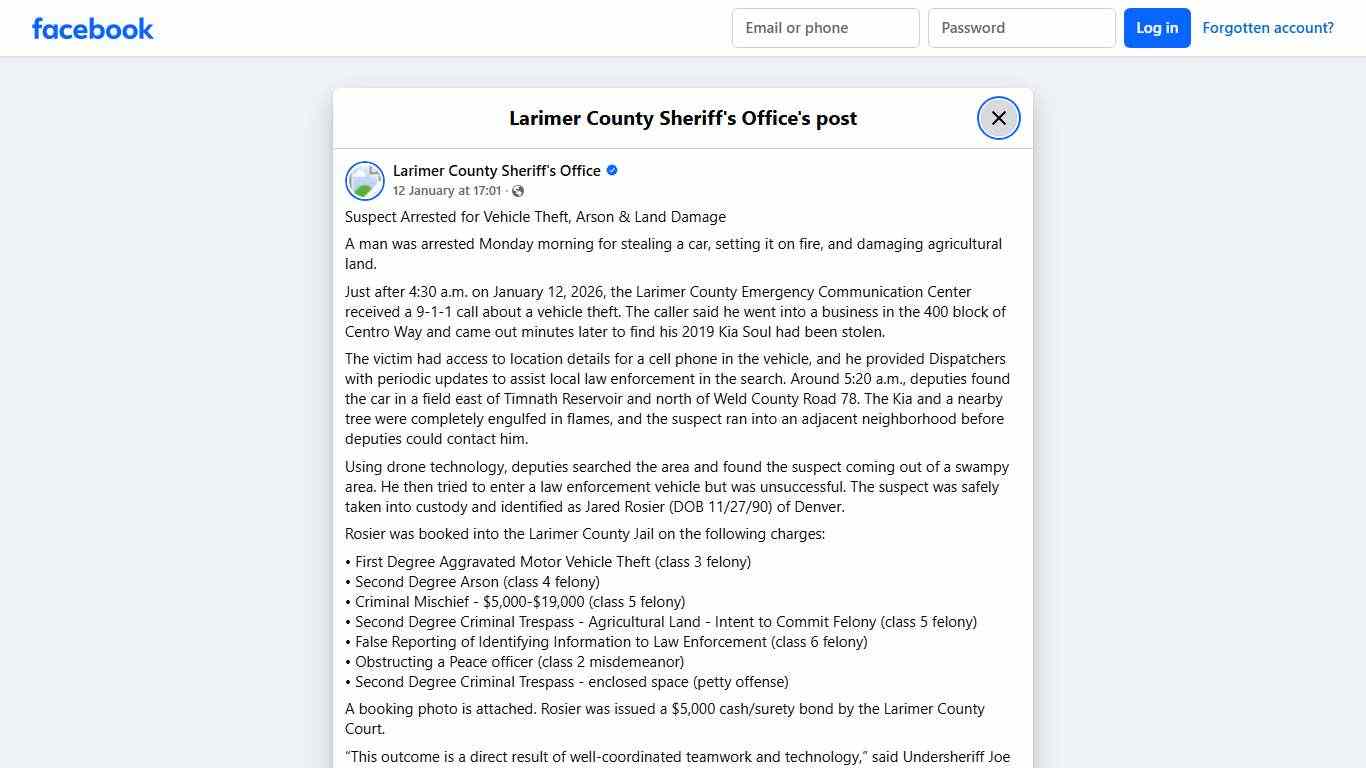 Suspect Arrested for... - Larimer County Sheriff's Office | Facebook